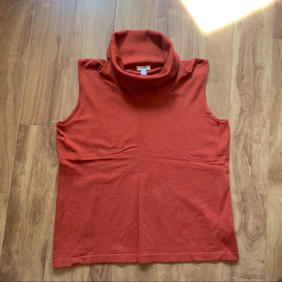BNWT Amazing Burnt Orange Sleeveless Turtleneck Top Conrad C Size XL - Picture 4 of 9